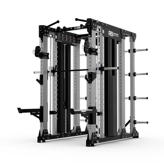 ELITE HALF RACK WITH INTEGRATED SMITH AND DUAL PULLEY