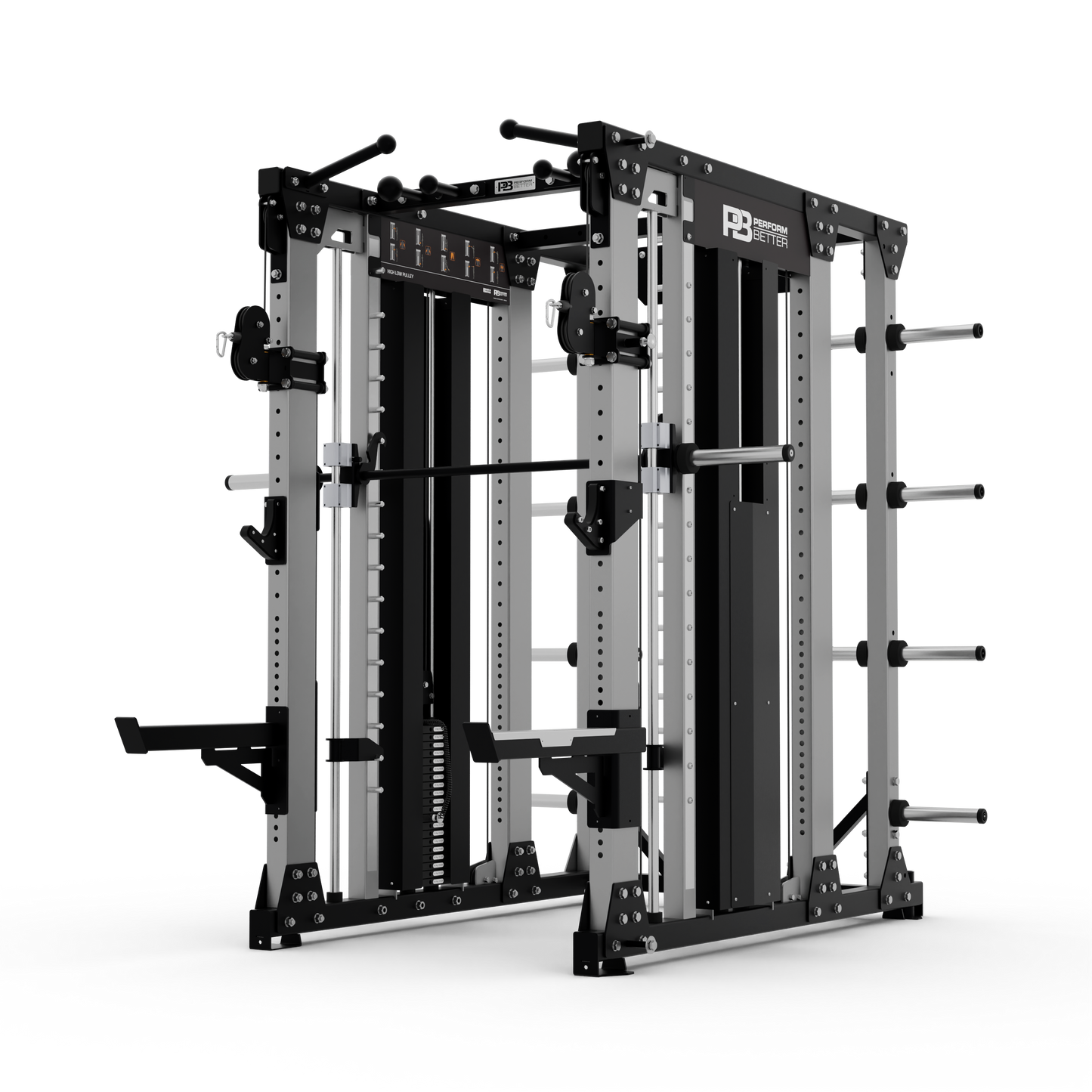 ELITE HALF RACK WITH INTEGRATED SMITH AND DUAL PULLEY
